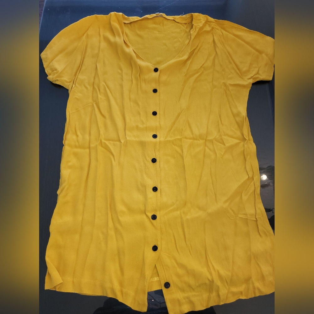 MadeWELL Mustard Button Dress s:L